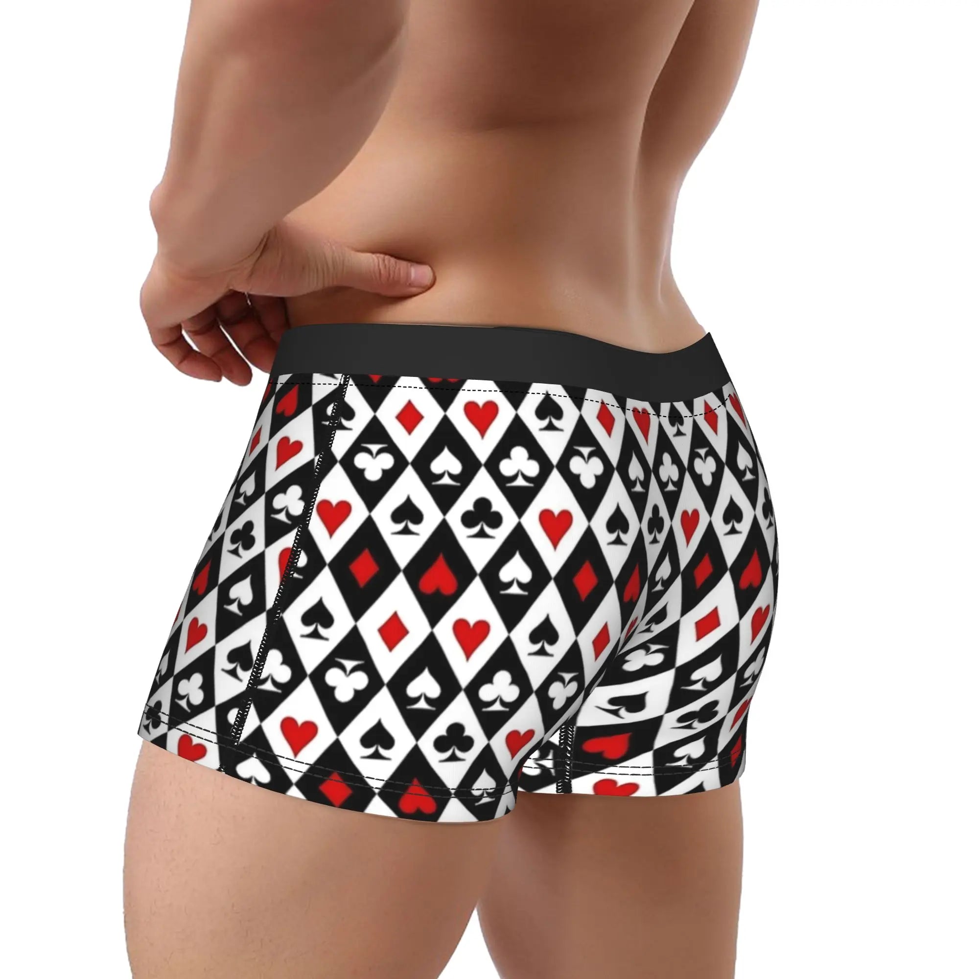 Playing cards suit symbols Underwear  Elastic Underpants Custom DIY Boxer Brief For Men 3D Pouch Plus Size Boxershorts