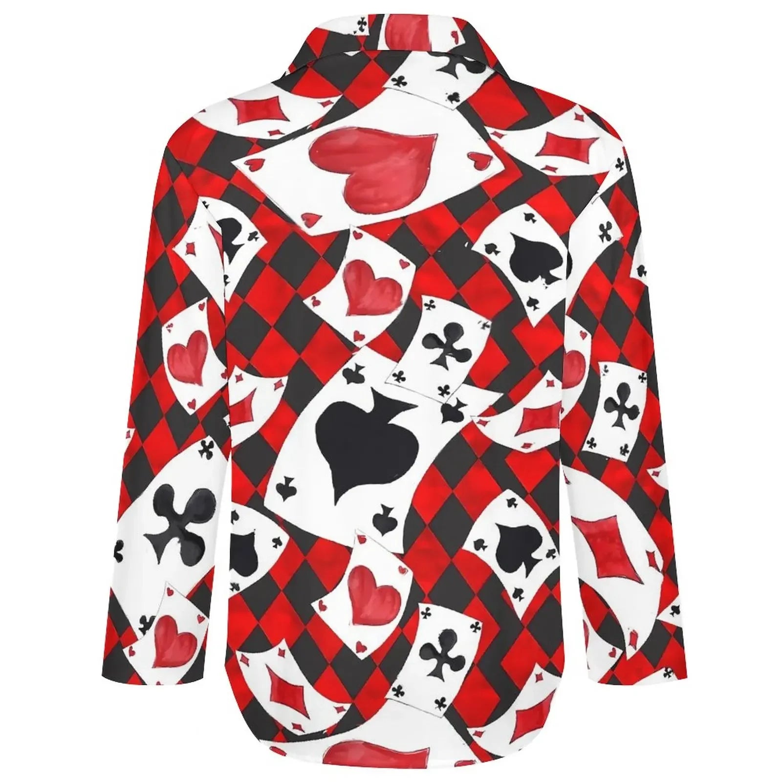 Poker Cards Loose Blouse Playing Cards Street Fashion Spring Autumn Blouses Womens Long-Sleeve Vintage Shirt Spring Graphic Tops