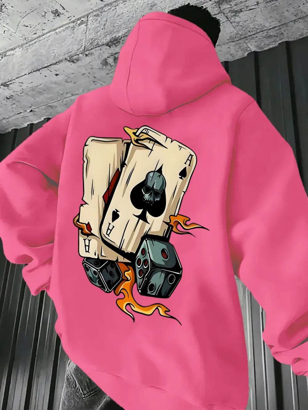 European and American men's new autumn fashion poker dice print comfortable and soft hooded sweatshirt outdoor street top