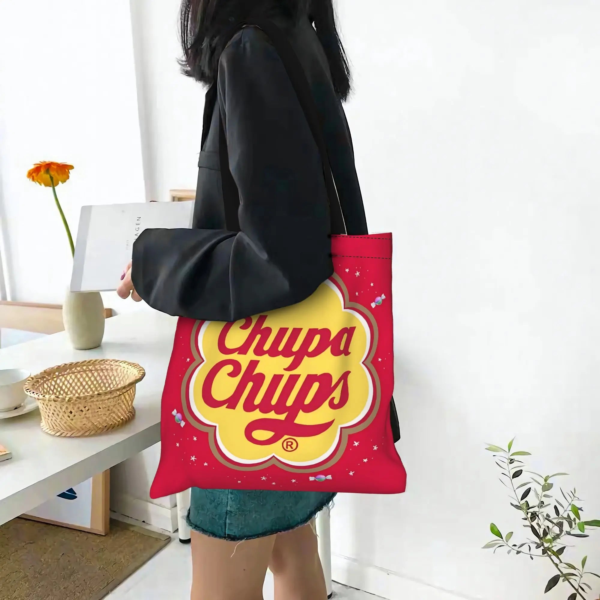 Fashionable Tote Bag - Grand Format Cartes à Jouer Style Toile Sac Foldable Chic Cadeaux