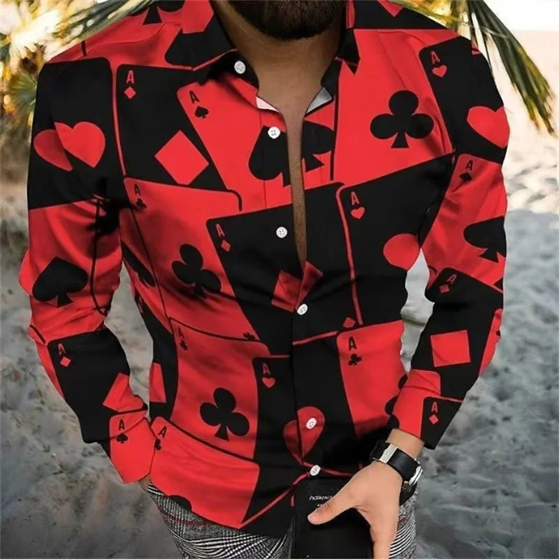 Men's shirt casual outdoor street poker 2024 new designer design soft and comfortable men's tops plus size 6XL