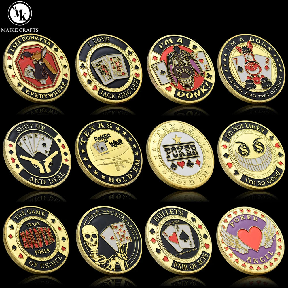 Texas Poker Chip Coin Casino Lucky Card Press Metal Crafts Challenge Coin Collection Commemorative Gift Custom Wholesale