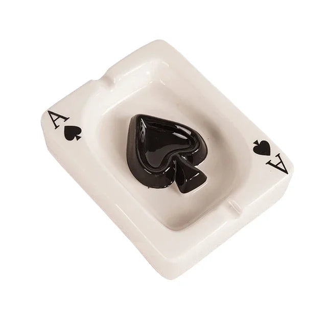 European Poker Ashtray Red Heart A Creative Porcelain Ashtray Fashion Trend Household Merchandises Desk Cleaning Household Items