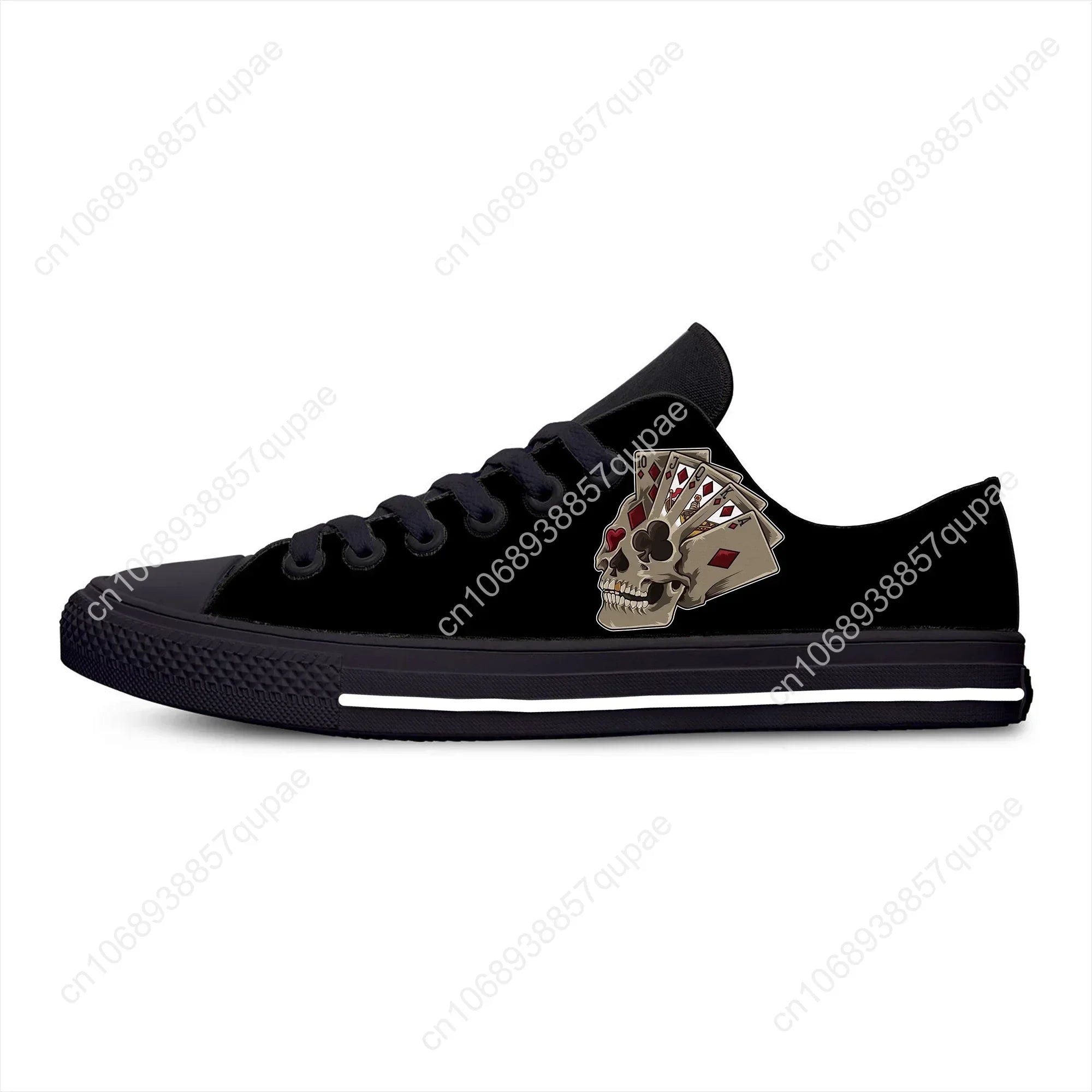 Grim Reaper Death Skull Poker Skeleton Low Top Sneaker baskets