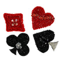 Handwork Bead Heart Patches Flower Poker Logo Badges Crystal Clothes Decorative Patches Sew on Patches BroochesJewelry