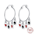 New 925 Sterling Silver Poker Suit Hoop Earrings Hypoallergenic Earrings Casual Outfit Party Earrings Jewelry Gift For Women