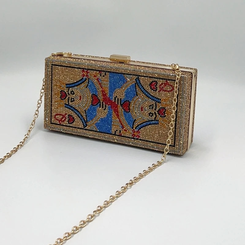 Women Card Evening Clutch Purse Novelty Purse Queen Hearts Bags Playing Cards Gift