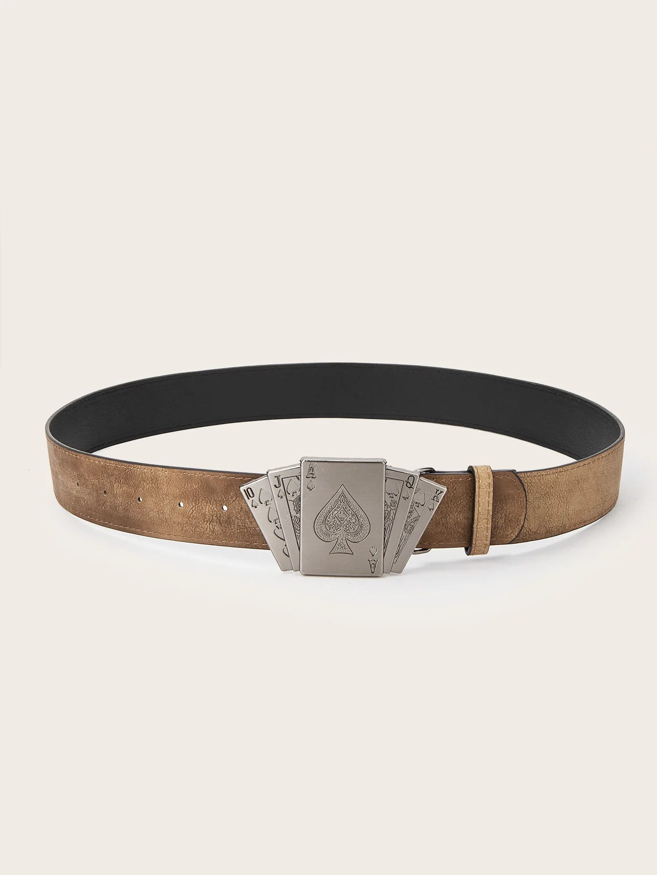 Vintage-style Femme's Faux Leather Ceinture Poker-themed Metal Boucle Ceinture pour Both Homme et Femme Punk-style Jeans Ceinture