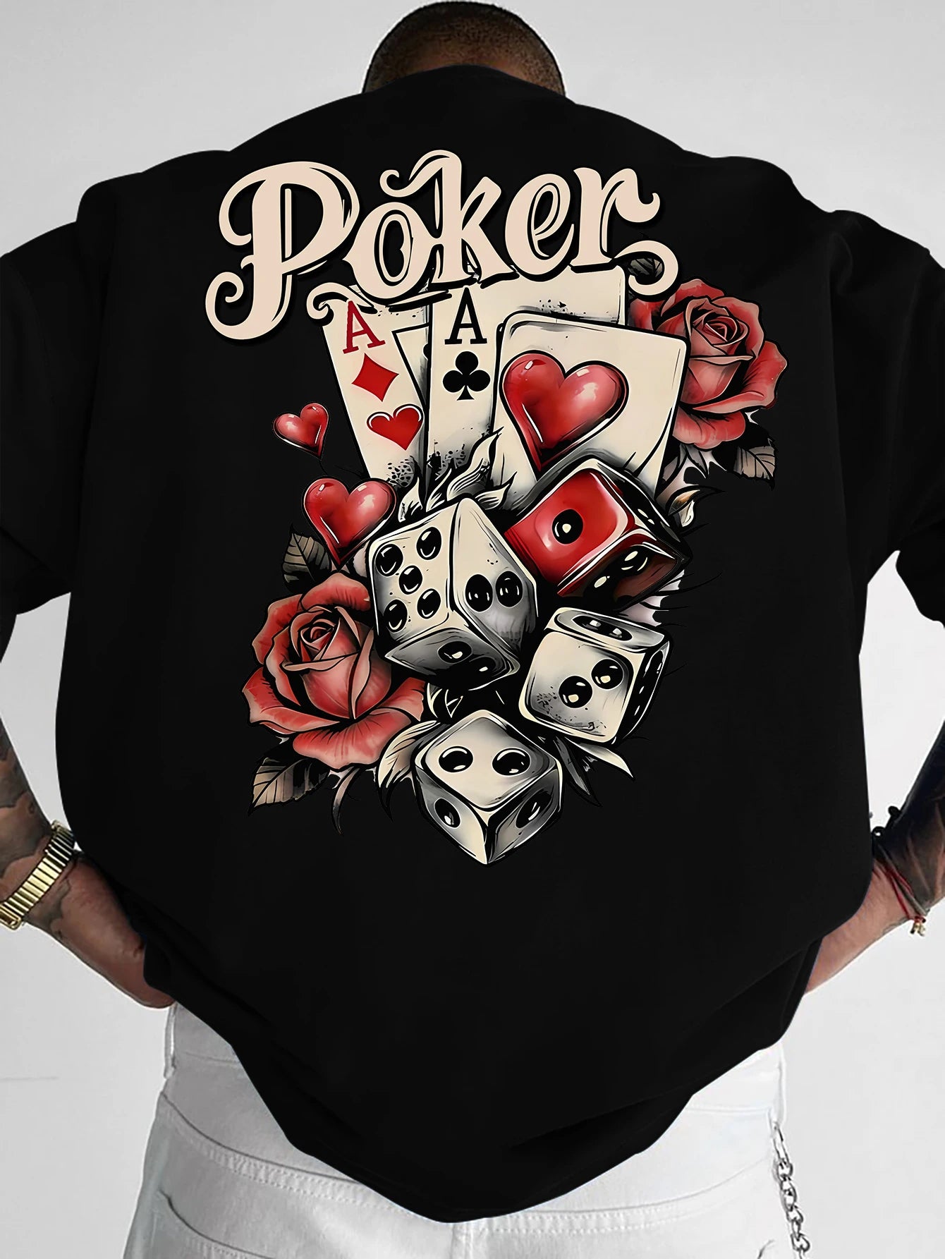 T-Shirt Oversize Dés de Poker & Rose - Streetwear Homme