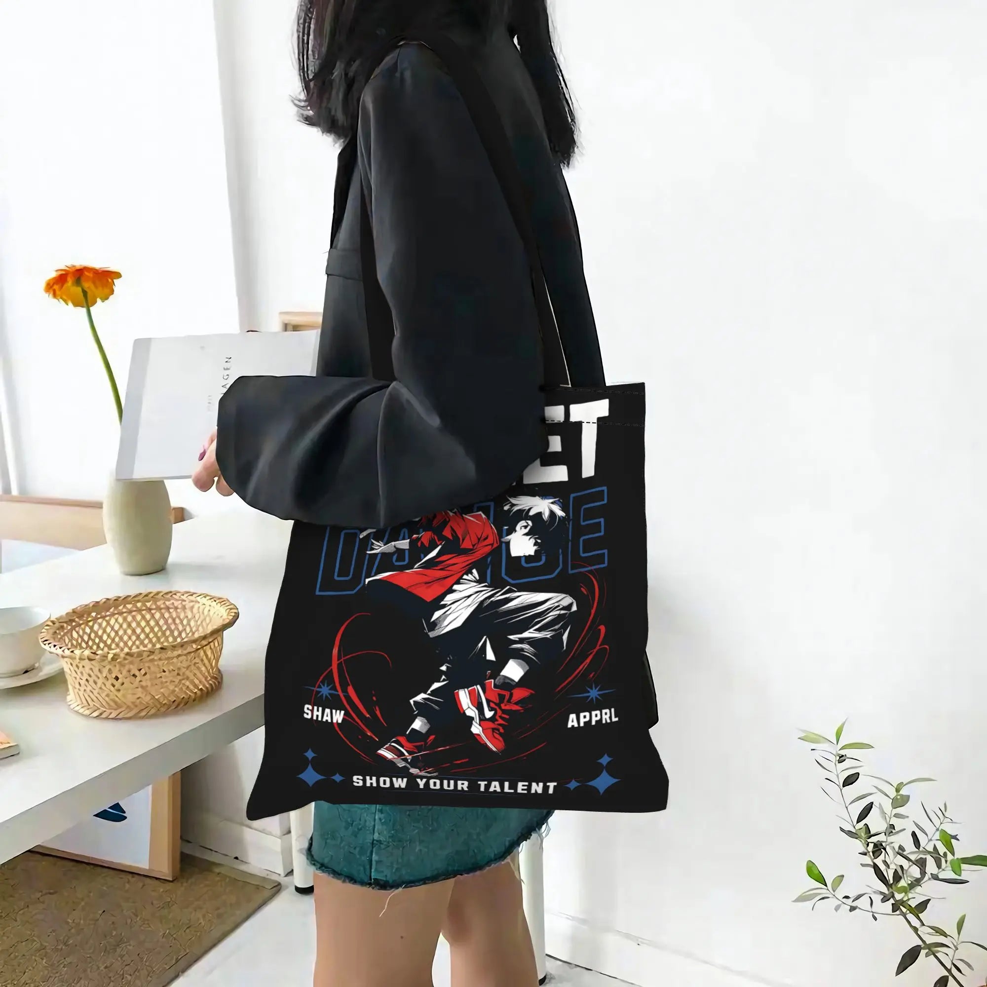 Fashionable Tote Bag - Grand Format Cartes à Jouer Style Toile Sac Foldable Chic Cadeaux