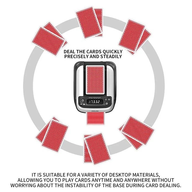 2400mAh Rechargeable Automatic Card Dealer Machine 360° Rotating Electric Poker Card Dispenser Tool For Outdoor Parties