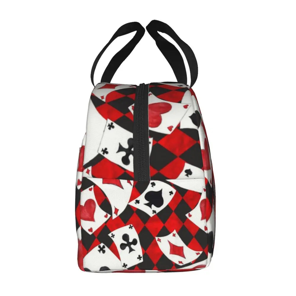 Poker Four Suits Portable Lunch Box Étanche Card Game Players Cooler Thermal Food Insulated Lunch Bag School Children Student