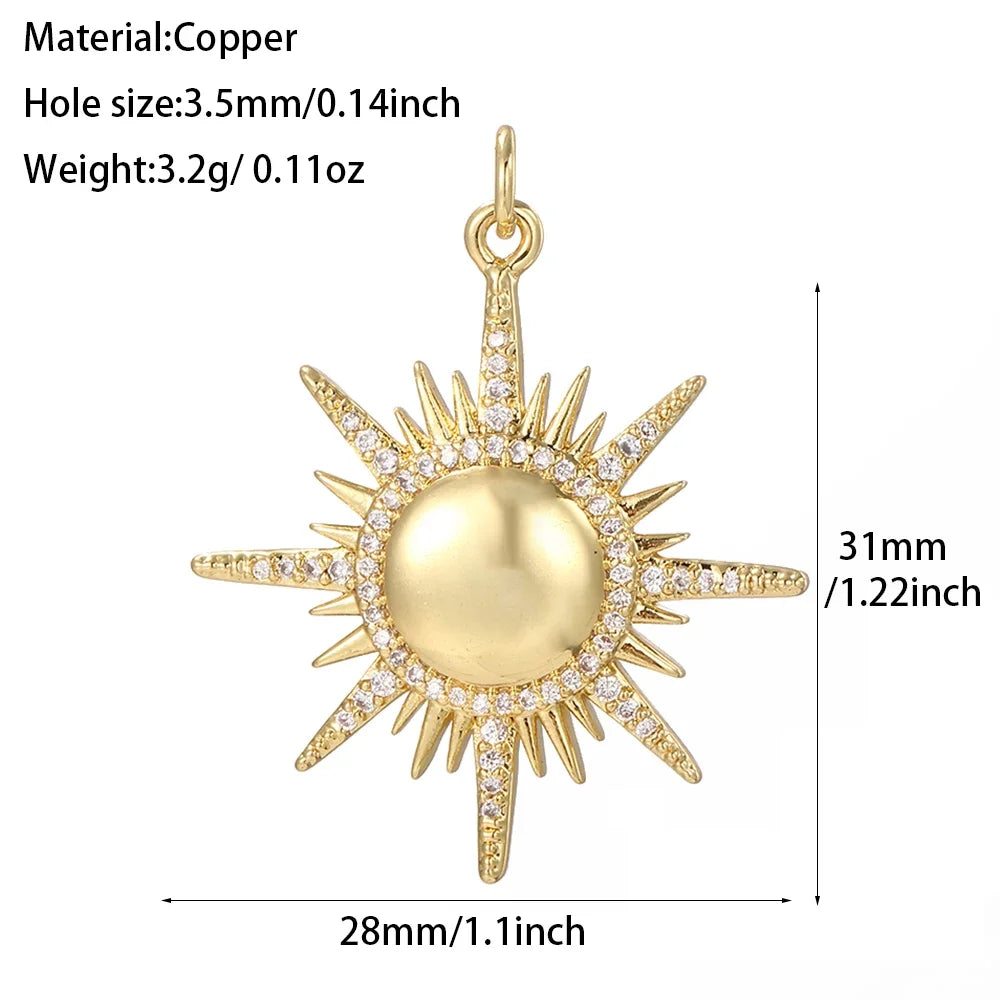 Sun Star Charms for Jewelry Making Gold Color Poker Pendant  Diy Bracelet Necklace Earrings Key Chain  Accessories Resin Charms