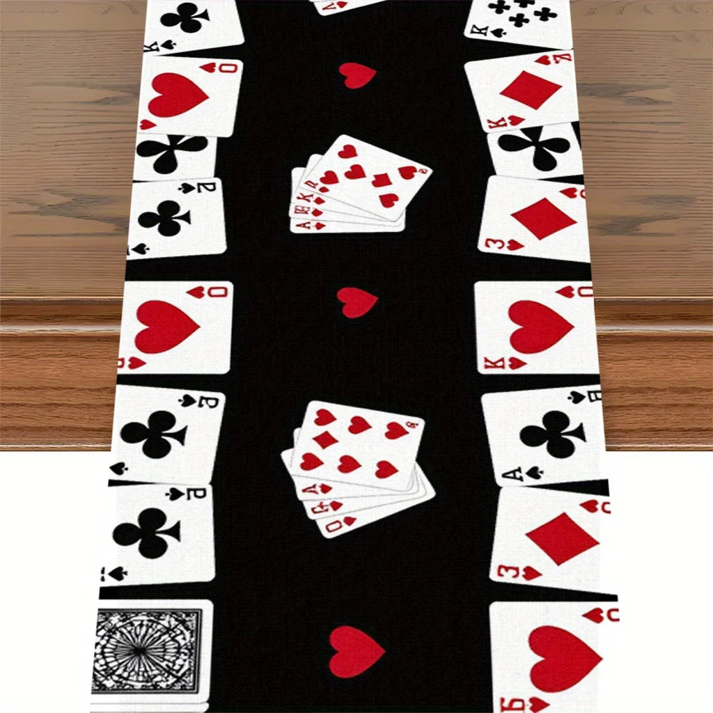Poker Card Theme Table Runner Tablecover Poker Night Party Decoration Poker Card Birthday Party Supplies Home Dining Table Decor