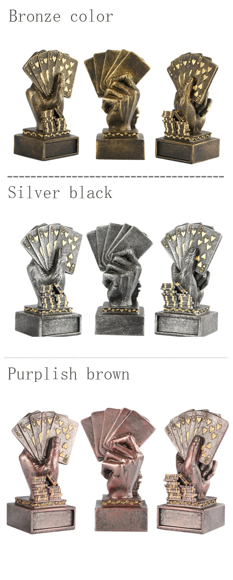 Texas Poker Card Tournament Medal Winner Finger Trophy Casino Cup Poker Game Souvenirs Award Prize Home Decoration Gift