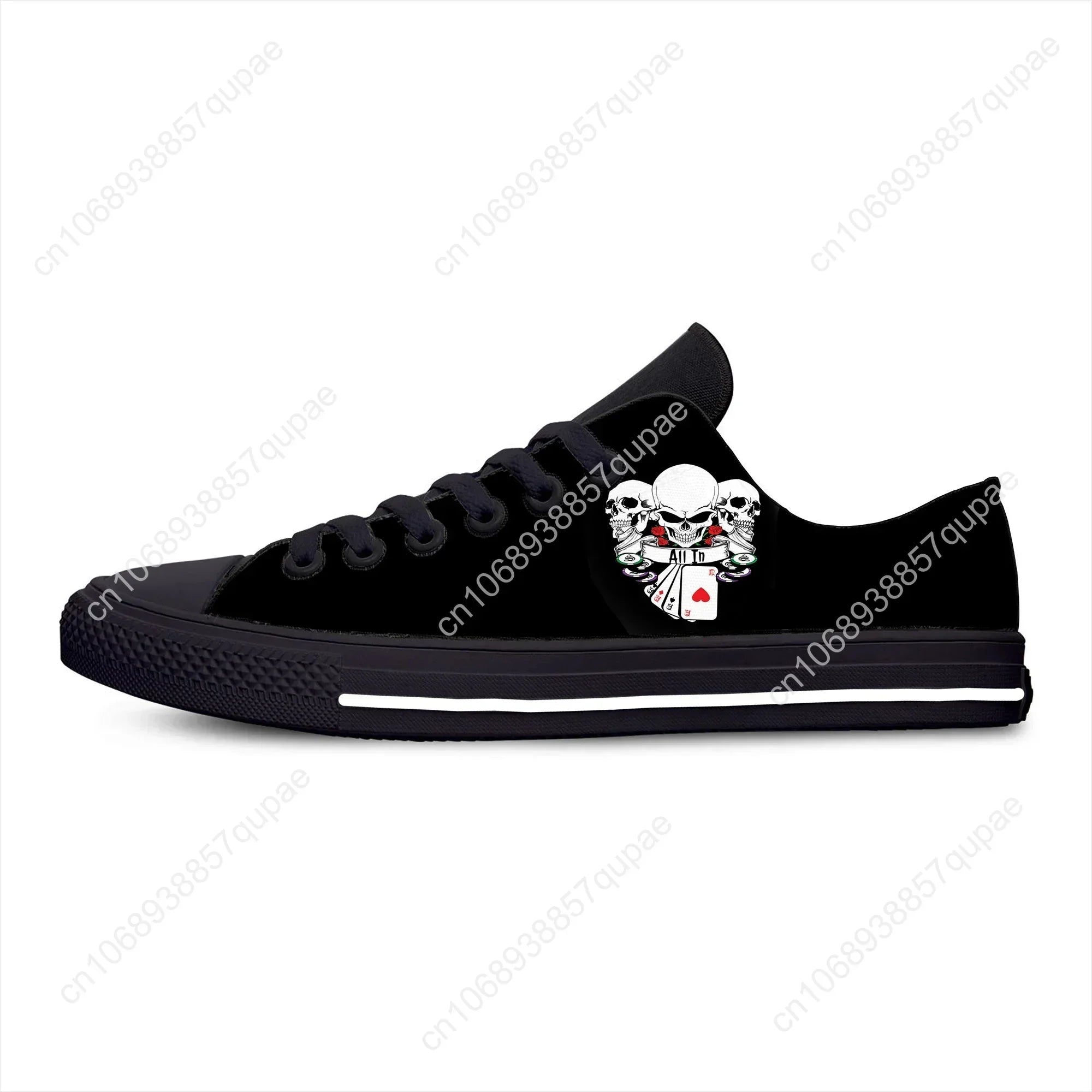 Grim Reaper Death Skull Poker Skeleton Low Top Sneaker baskets