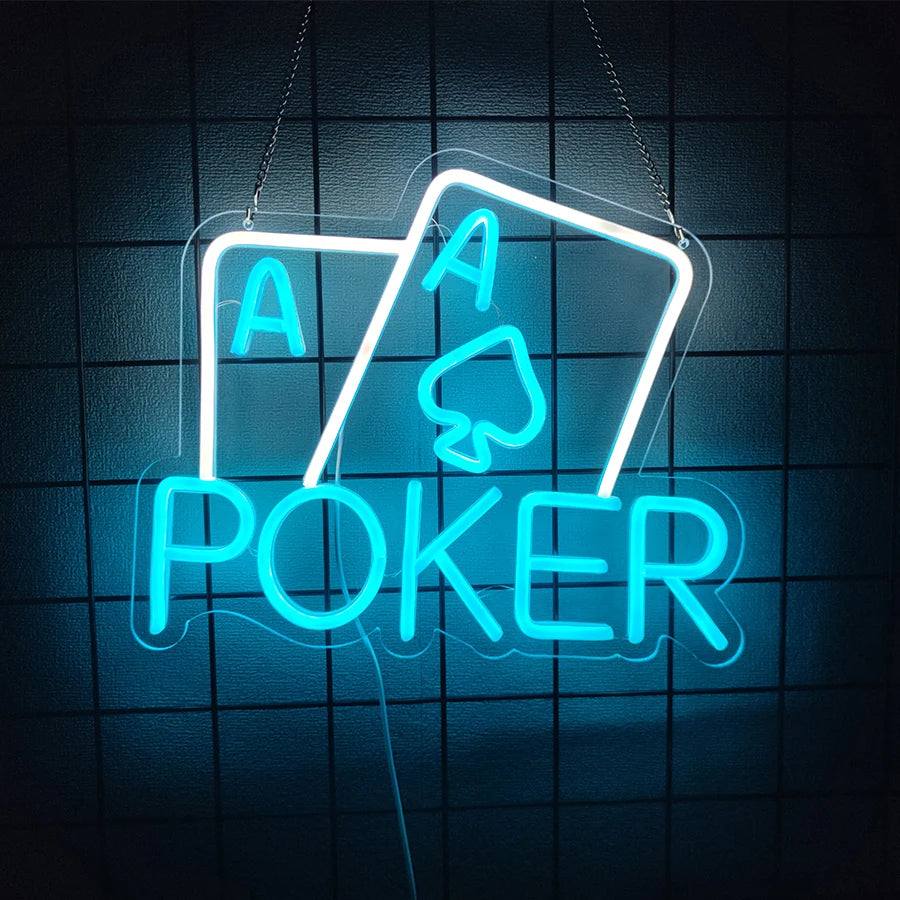 Playing Cards Neon Sign for Wall Decor,Poker Teens LED Neon USB Light Sign for Bedroom Casino Bar Play Room Birthday Party Decor