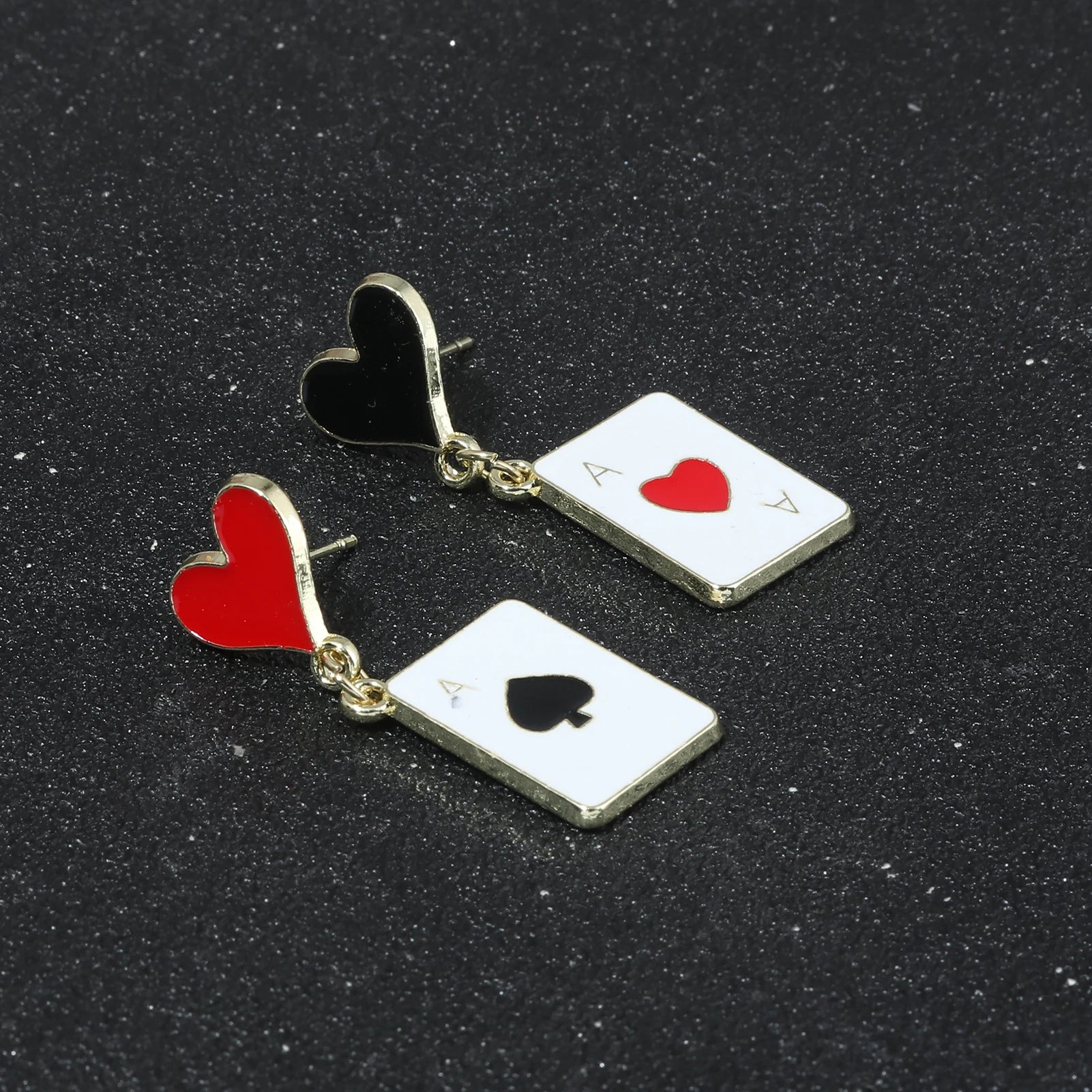 Alice In Wonderland Playing Card Earrings Women Funny Clock Poker Card Drop Earrings Hearts And Spades Playing Cards Earrings