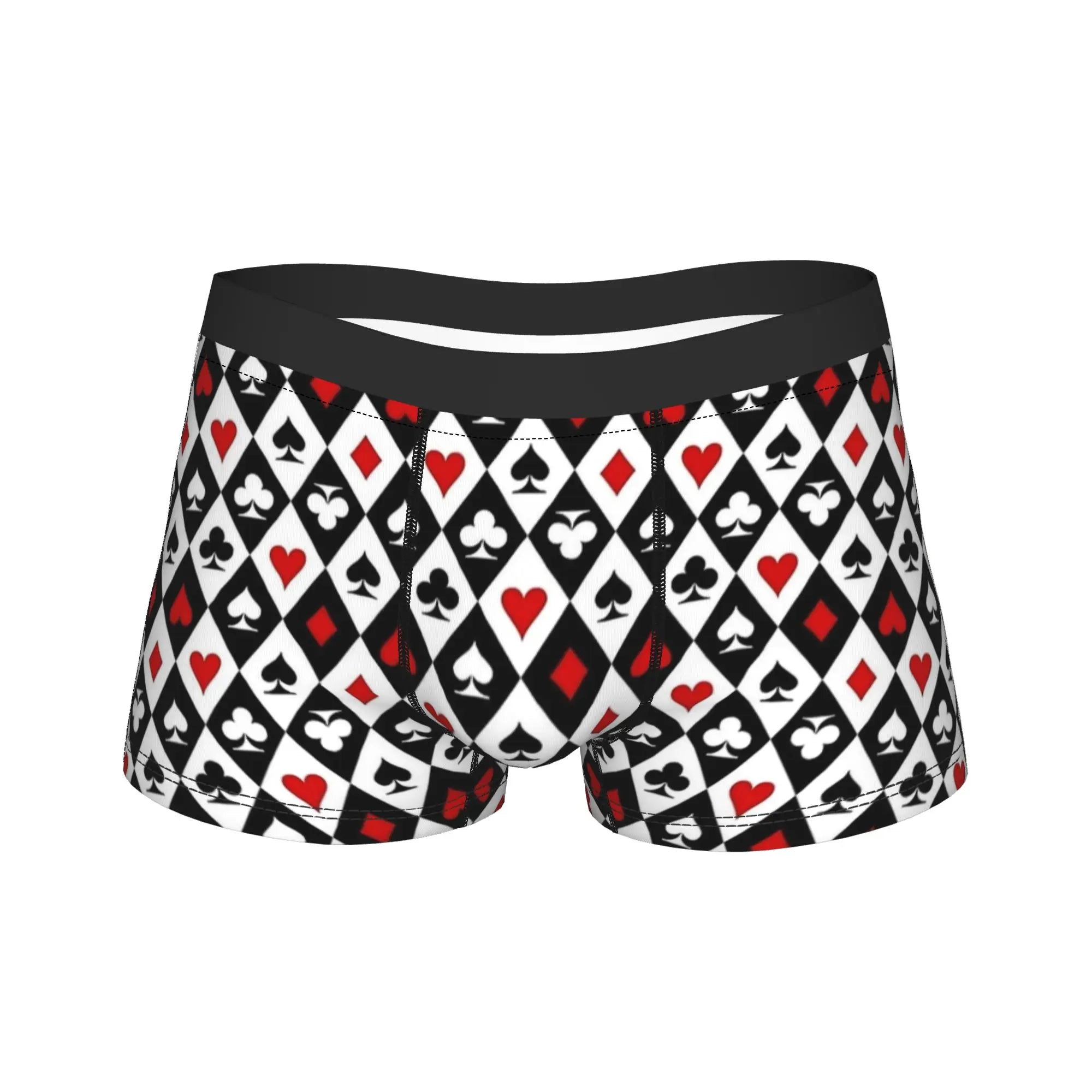 Playing cards suit symbols Underwear  Elastic Underpants Custom DIY Boxer Brief For Men 3D Pouch Plus Size Boxershorts