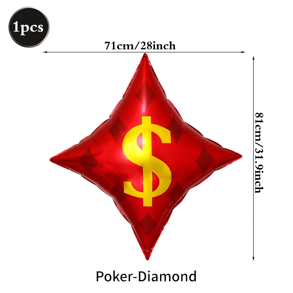 Casino Fête Décoration Dice Ballon Chanceux 7 Aluminium Ballon Latex Poker Ballons Casino Poker Fête Las Vegas Mariage Décorations