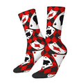 Men's Mid-calf Socks Poker-pattern Diamond Print Red Black Checkerboard Pattern Fantasy Retro Fairytale for Poker Enthusiasts