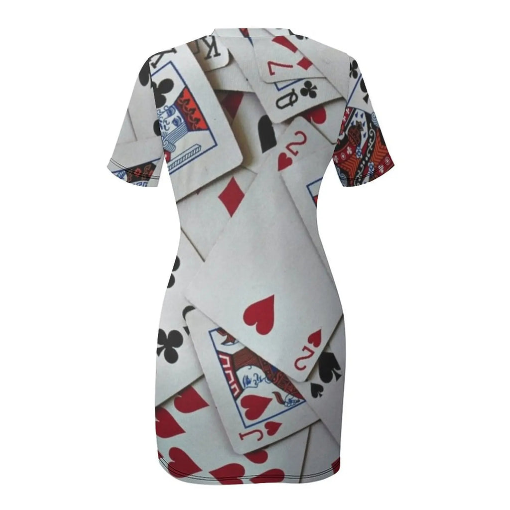 Playing Cards Poker Games Queen King Short-Sleeved Dress evening dress summer dress woman 2025 summer daily
