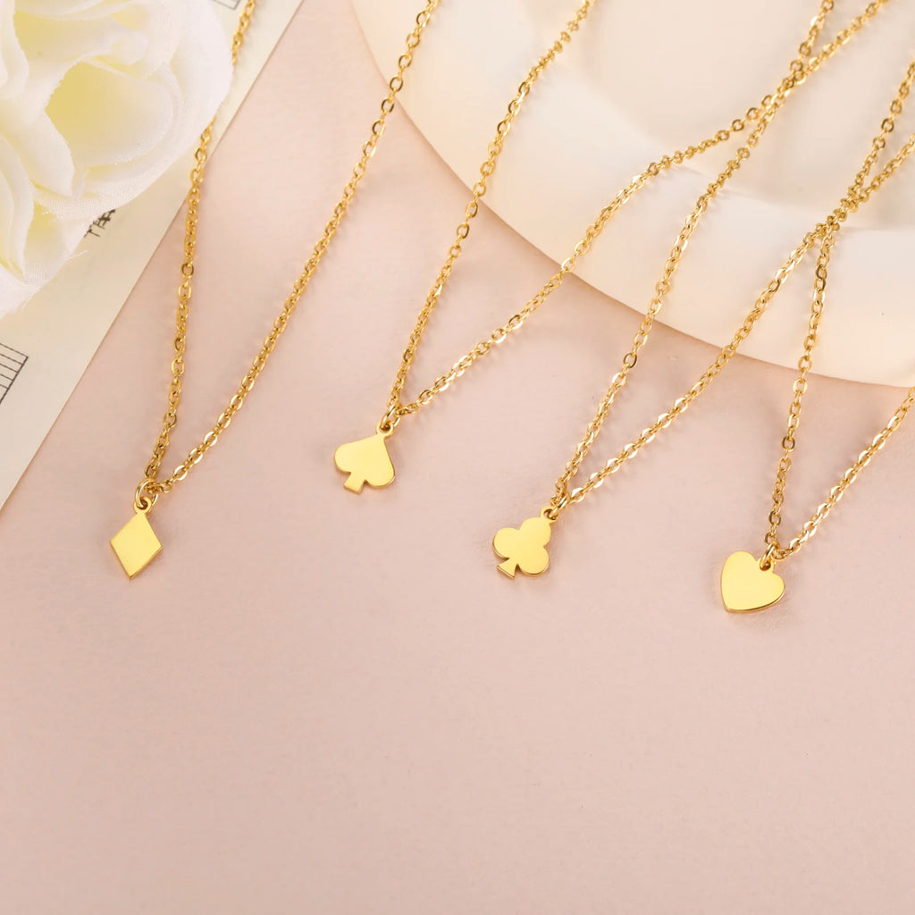 Unift Lucky Gambler Necklace for Poker Players Digger Stainless Steel Spade Ace Pendant Women Choker Neck Chain Trendy Jewelry
