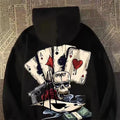 【M-8XL Hoodies】Autumn Men Pullover Hoodie Oversized Sweatshirt Fashion Loose Skeleton Poker Print Long Sleeve Couple Clothes