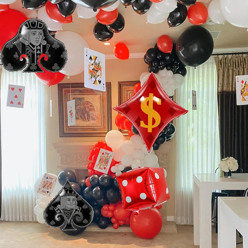 Casino Fête Décoration Dice Ballon Chanceux 7 Aluminium Ballon Latex Poker Ballons Casino Poker Fête Las Vegas Mariage Décorations