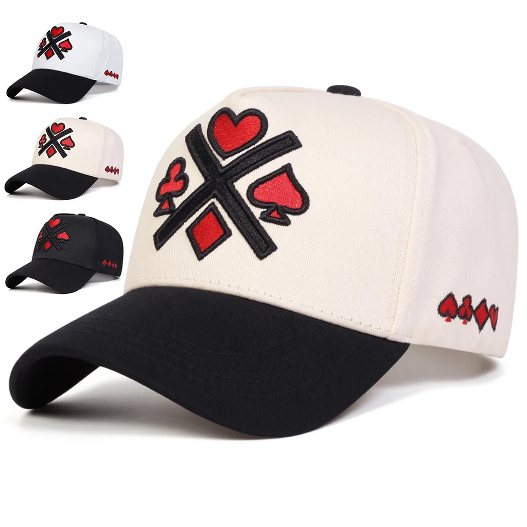 Unisex Poker Embroidery Baseball Caps Spring Autumn Outdoor Adjustable Casual Hats Sunscreen Hat Sports Cap