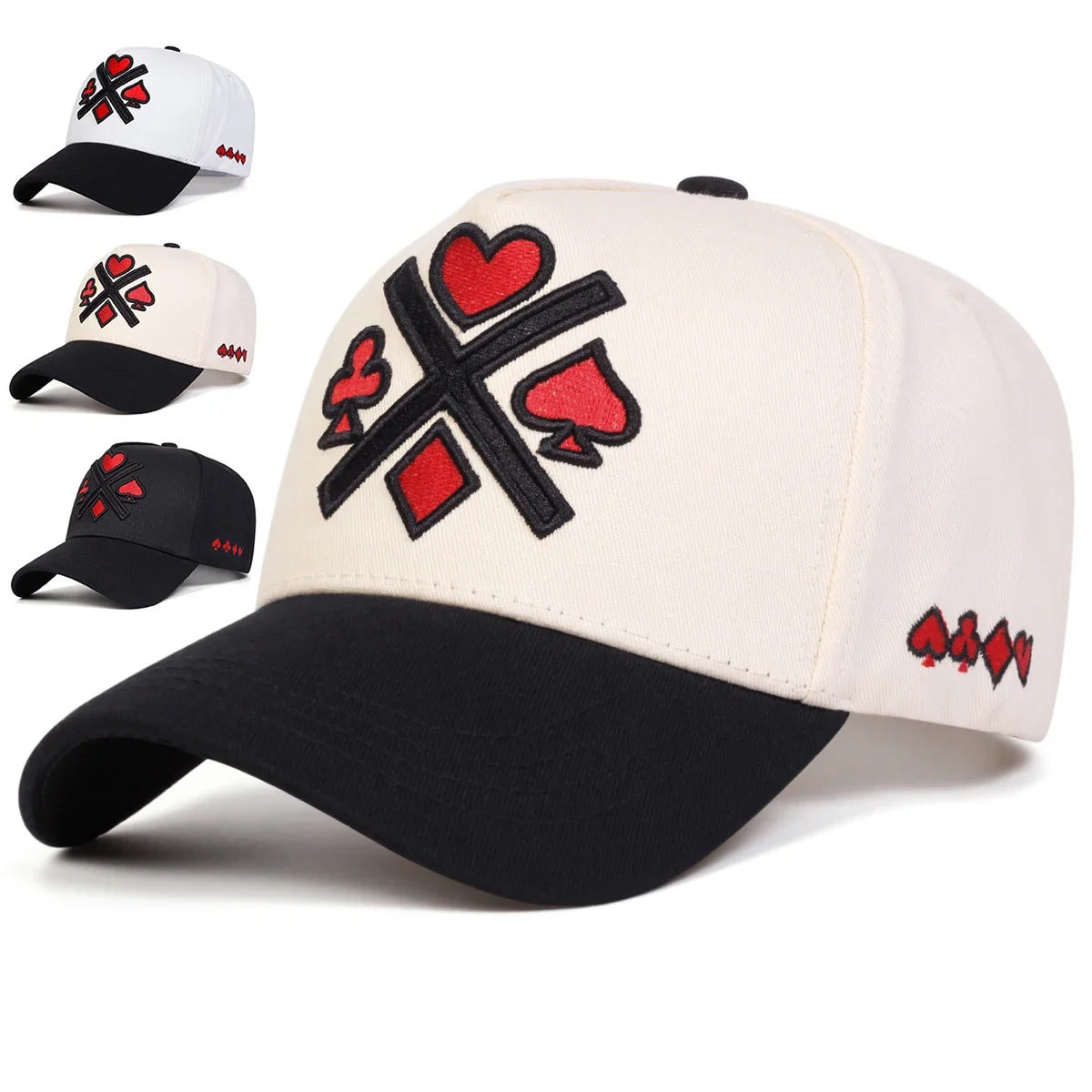 Unisex Poker Embroidery Baseball Caps Spring Autumn Outdoor Adjustable Casual Hats Sunscreen Hat Sports Cap
