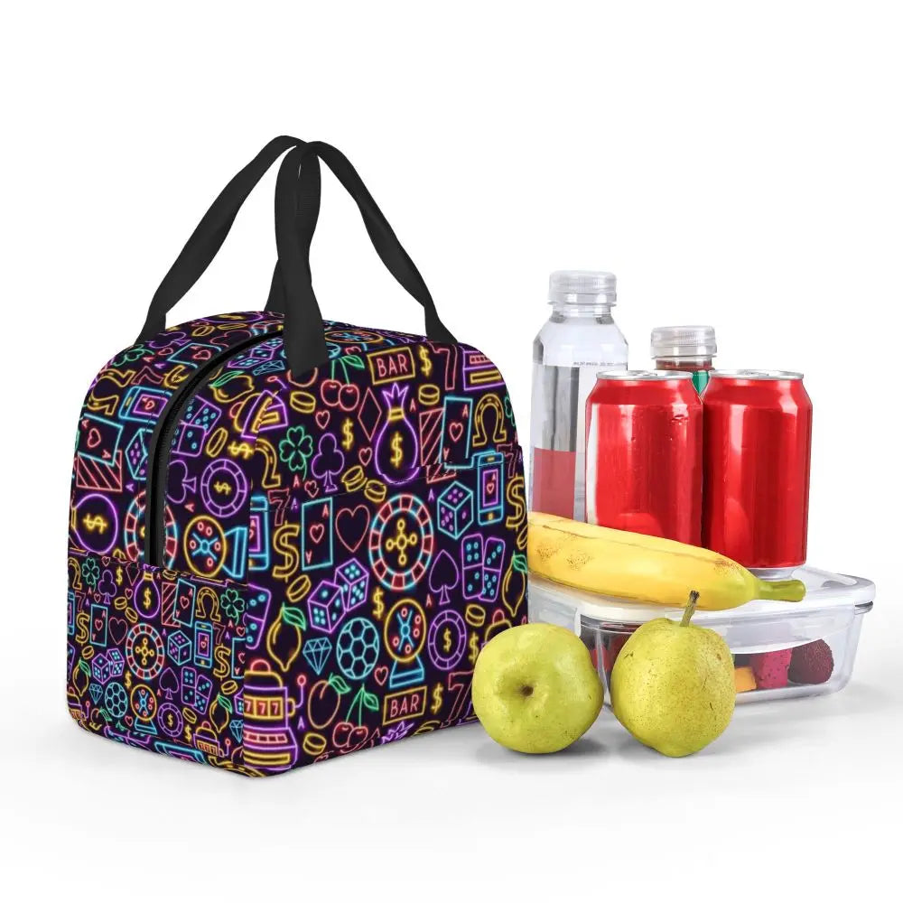 Poker Four Suits Portable Lunch Box Étanche Card Game Players Cooler Thermal Food Insulated Lunch Bag School Children Student