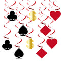Casino Theme Party Decorations Las Vegas Hanging Swirl Red Black Poker Paper Cutouts Party Ceiling pour Casino Night Supplies