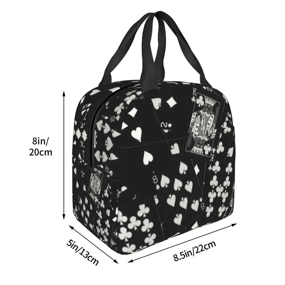 Poker Four Suits Portable Lunch Box Étanche Card Game Players Cooler Thermal Food Insulated Lunch Bag School Children Student