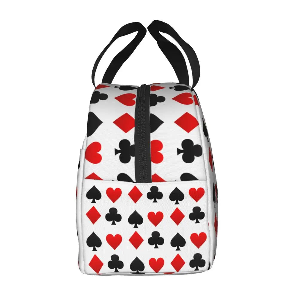 Poker Four Suits Portable Lunch Box Étanche Card Game Players Cooler Thermal Food Insulated Lunch Bag School Children Student