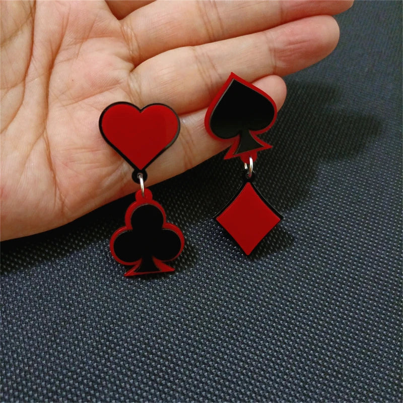 KUGUYS Poker Sign Drop Earrings