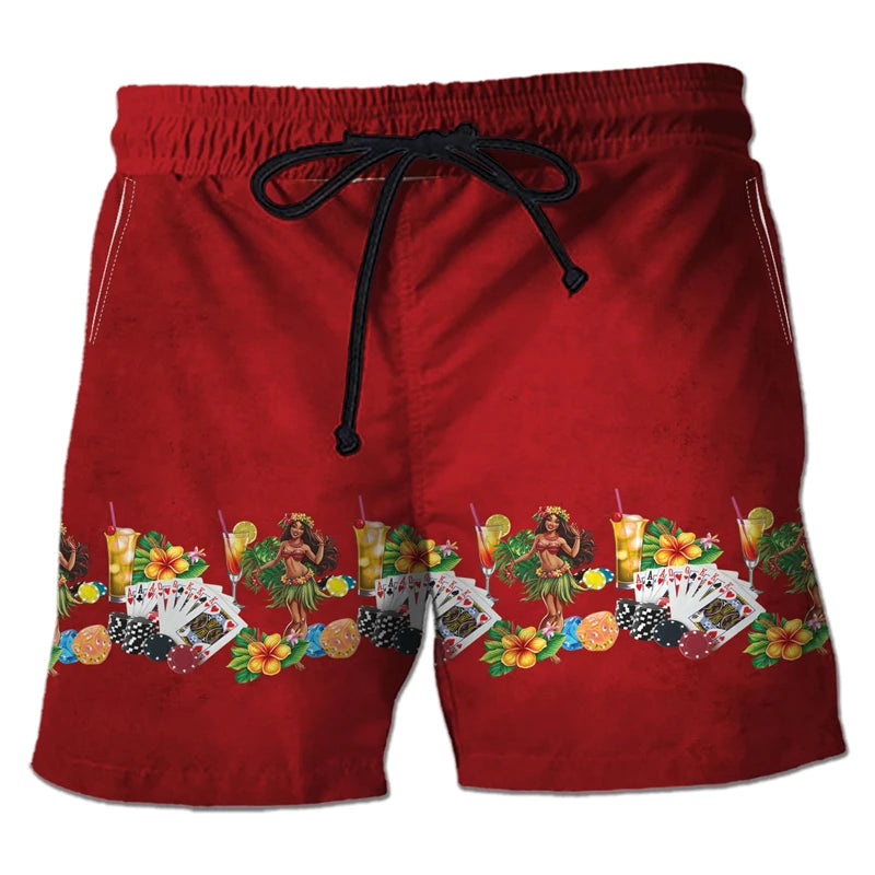 Casino Club 3D Printed Boardshorts Fashion Poker Short Pants For Men Clothes Playing Poker Beach Shorts Cards Trunks Bermudas
