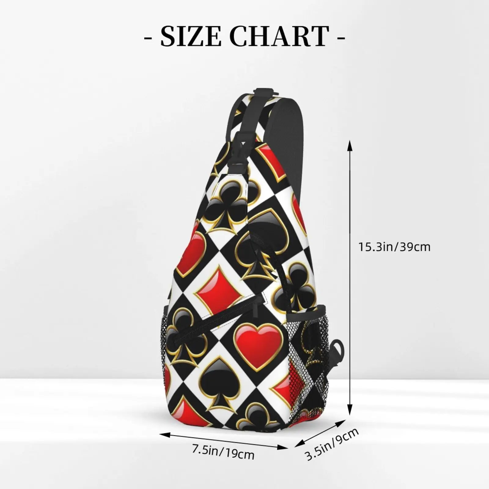Golden Alice in Wonderland Poker Red Black Print Sling Chest Crossbody Bag Men Casual Shoulder Backpack for Travel Cycling