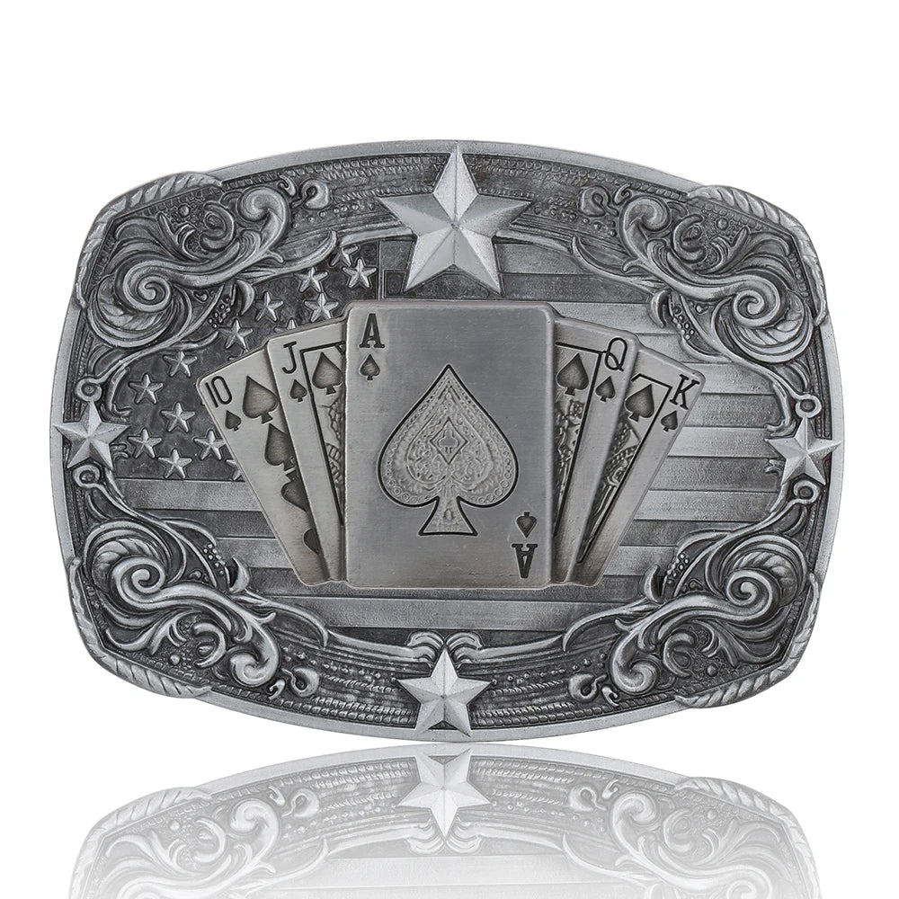 Western Ceinture Boucle pour Homme, Vintage Poker Cowboy Ceinture Boucles