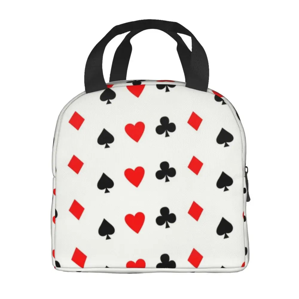 Poker Four Suits Portable Lunch Box Étanche Card Game Players Cooler Thermal Food Insulated Lunch Bag School Children Student