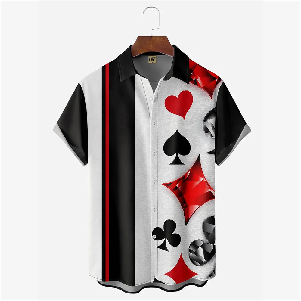 Chemise Hawaïenne Poker - Imprimé Cartes Style Vintage Homme