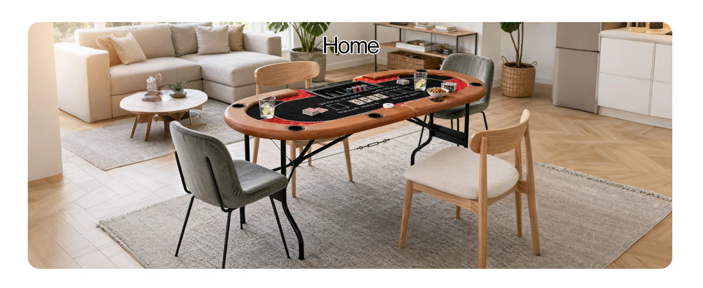 HLC Poker Table 7 Player Foldable Texas Holdem Casino Game Table with Chip Tray, Dealer Spot and Padded Rails for Home Game Room 182×82×71cm