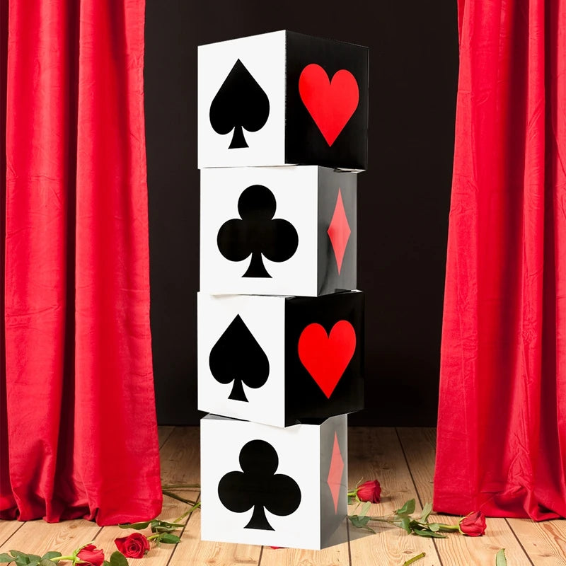 Las Vegas Casino Birthday Party Decorations Black Et Red Poker Theme Square Boxes pour Las Vegas Game Night Party Supplies