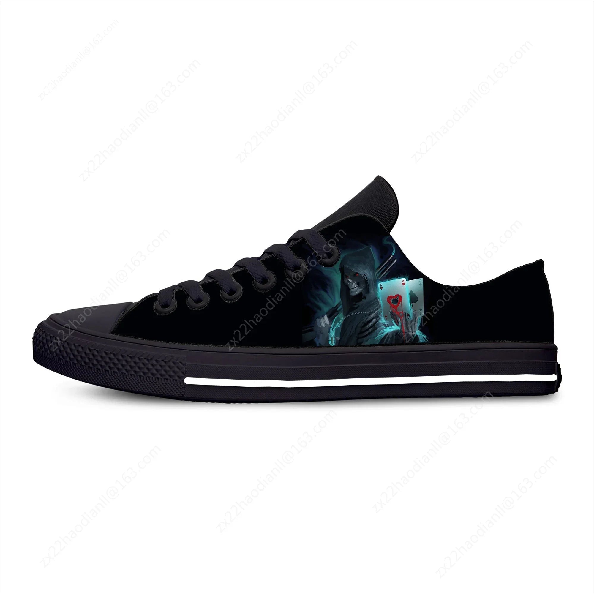 Grim Reaper Death Skull Poker Skeleton Low Top Sneaker baskets