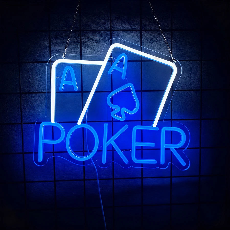 Playing Cards Neon Sign for Wall Decor,Poker Teens LED Neon USB Light Sign for Bedroom Casino Bar Play Room Birthday Party Decor