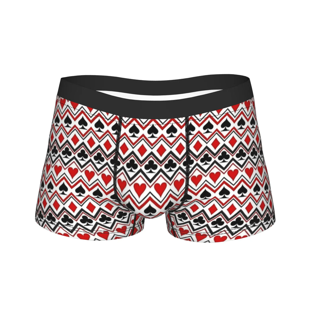 Playing cards suit symbols Underwear  Elastic Underpants Custom DIY Boxer Brief For Men 3D Pouch Plus Size Boxershorts