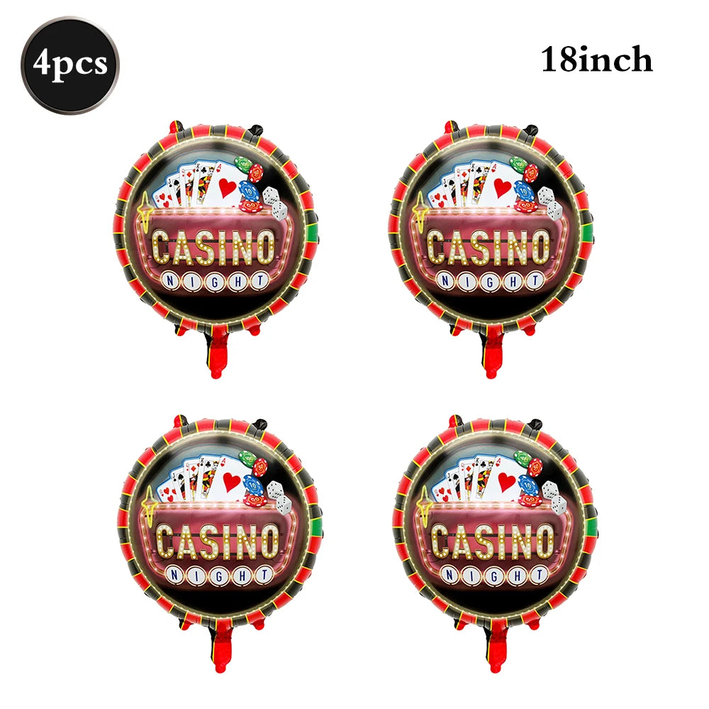 Casino Fête Décoration Dice Ballon Chanceux 7 Aluminium Ballon Latex Poker Ballons Casino Poker Fête Las Vegas Mariage Décorations