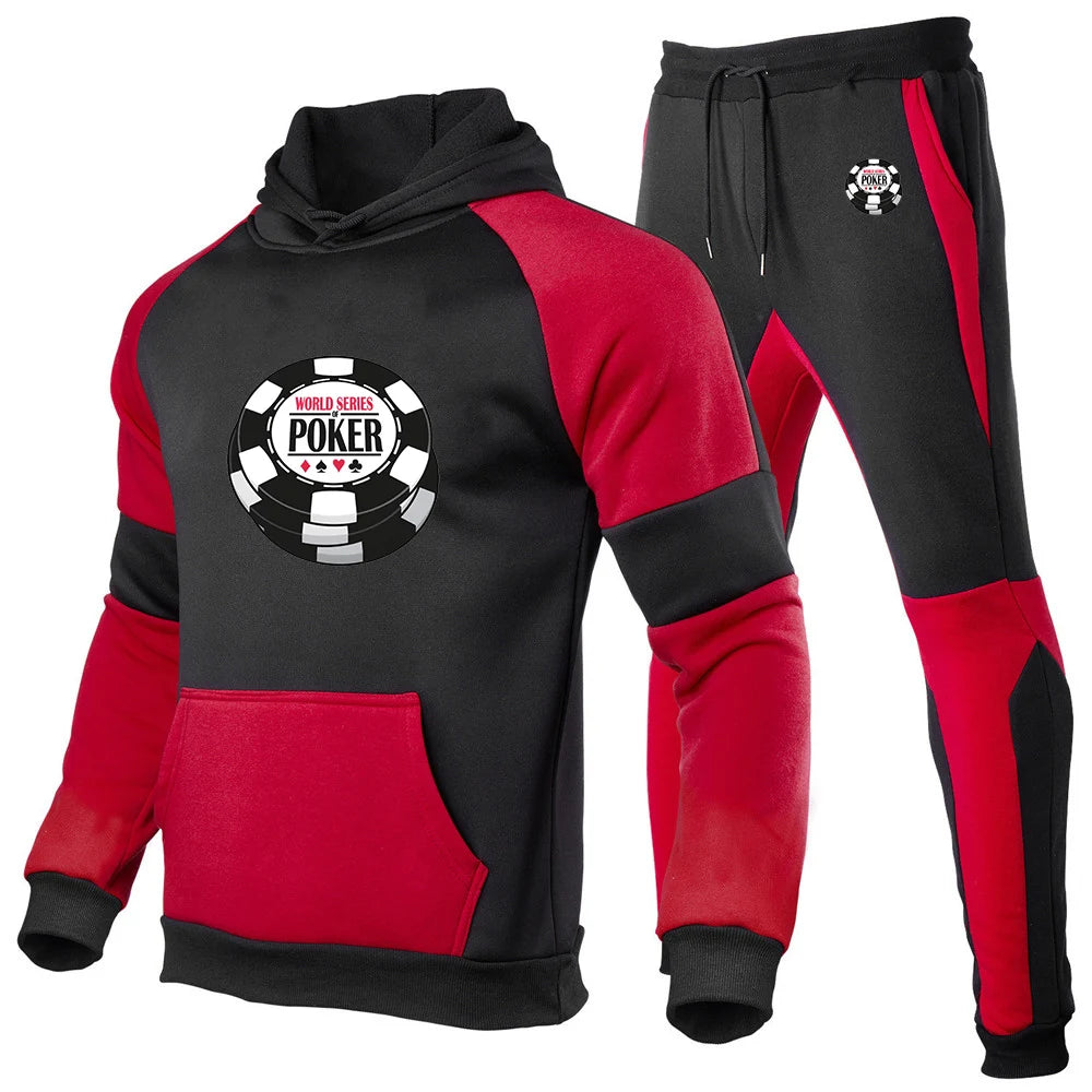 World Series of Poker Logo Print Daily Simple Commute Convenient High End Luxury Hoodies Drawstring Long Pants Suits
