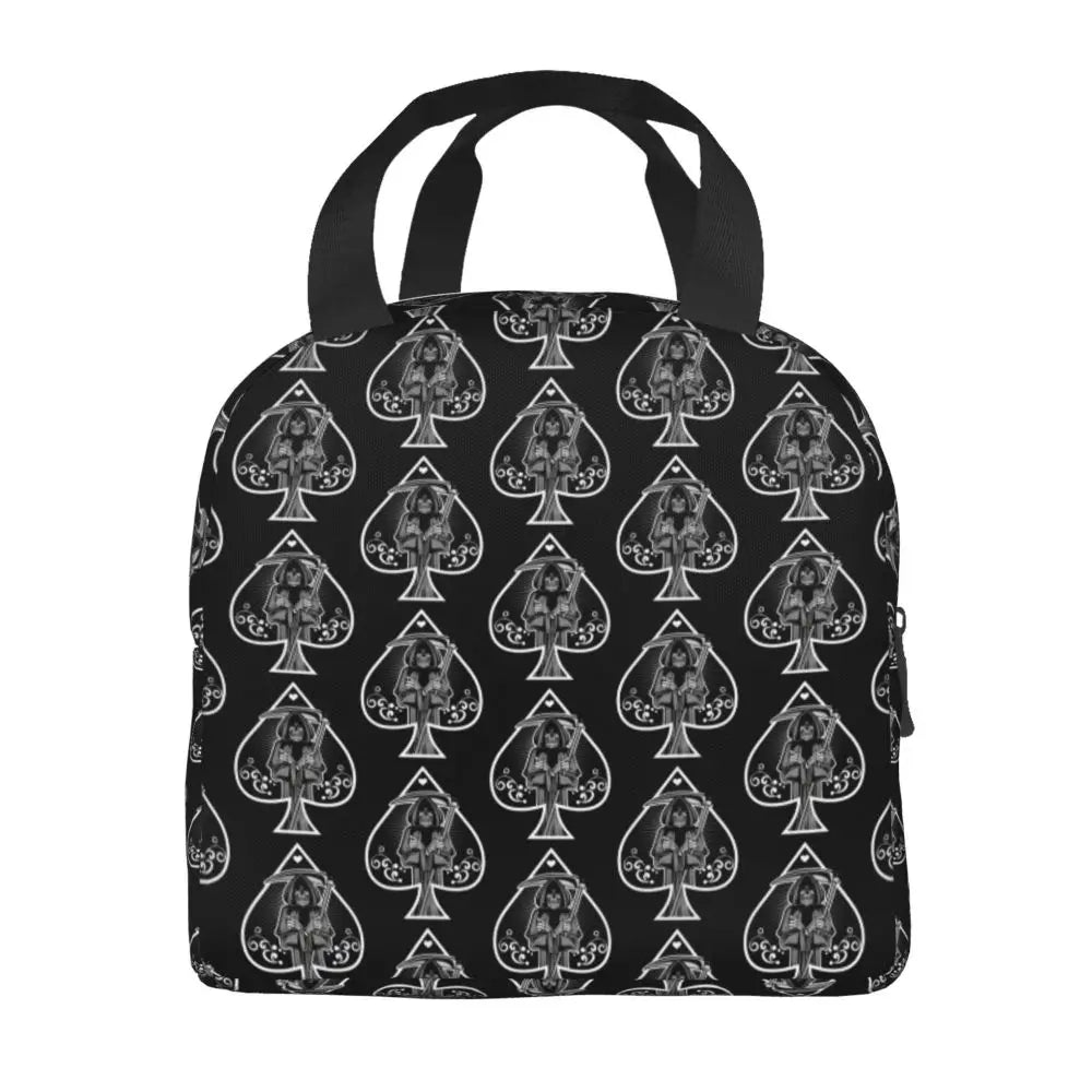 Poker Four Suits Portable Lunch Box Étanche Card Game Players Cooler Thermal Food Insulated Lunch Bag School Children Student