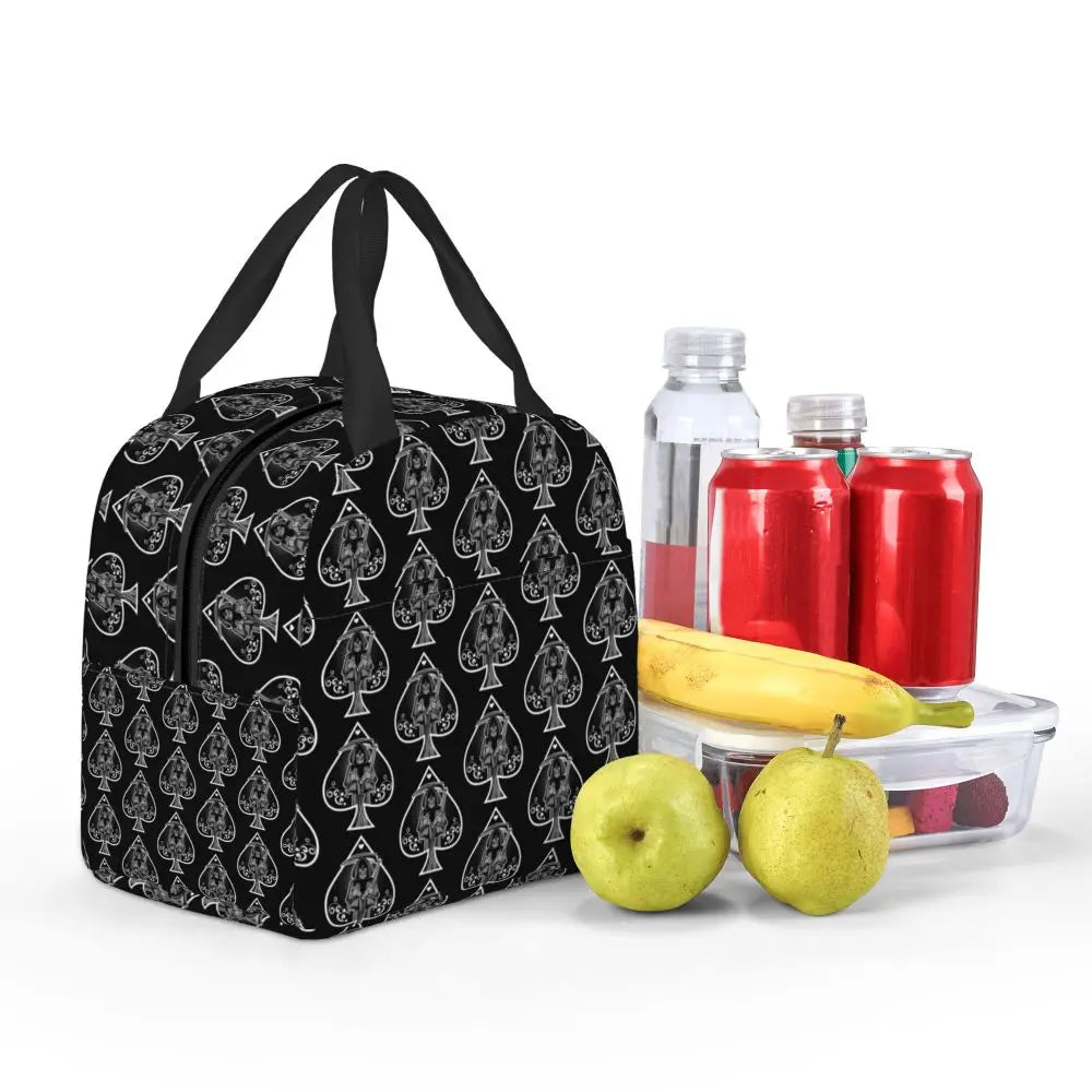Poker Four Suits Portable Lunch Box Étanche Card Game Players Cooler Thermal Food Insulated Lunch Bag School Children Student